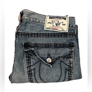 Vintage True Religion Jeans Mens Size 34 Straight Thick Stitch Y2K Cotton